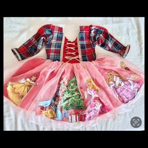 Disney Pink and Red Plaid Princess Tutu Dress Handpainted princess